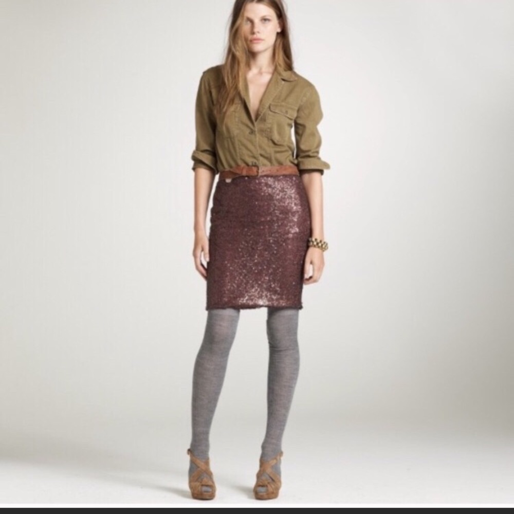 SOLD **Burgundy J crew sequin pencil skirt